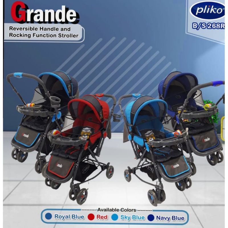 Stroller bayi murah pliko grande 268 R dorongan bayi bisa ayun dorong handle depan dan belakang