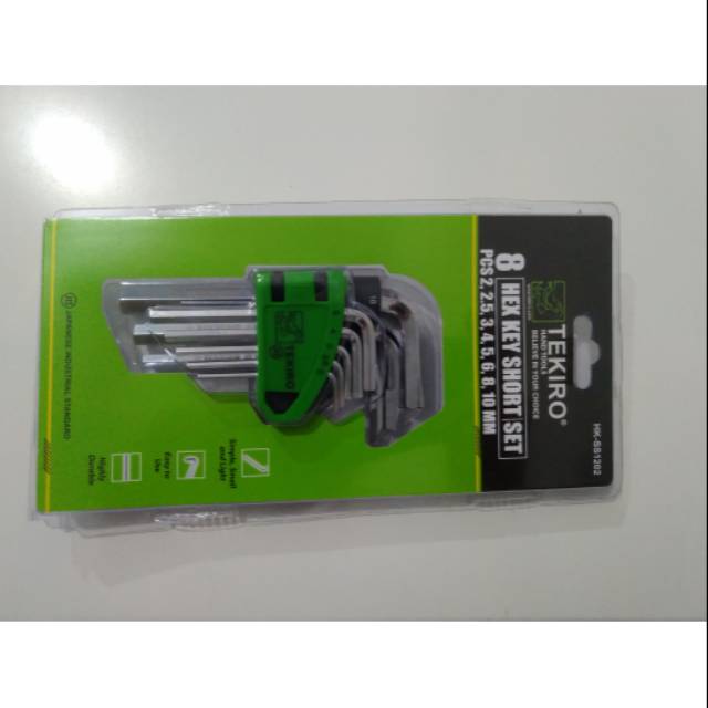 Tekiro Kunci L Set Pendek 8pcs Hex Key Short Set Original