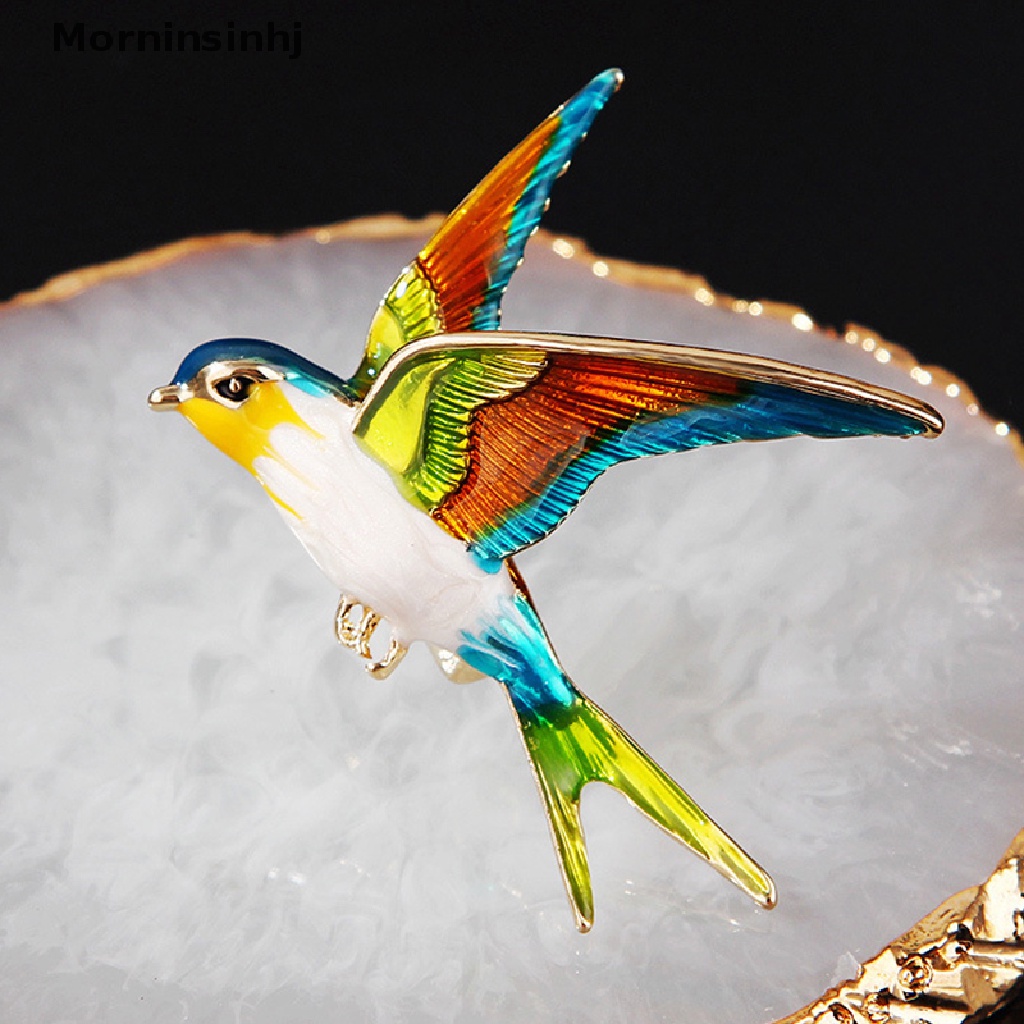 Mornin Fashion Enamel Flying Swallow Bros Pin Untuk Wanita Hewan Burung Broche Jewelry id