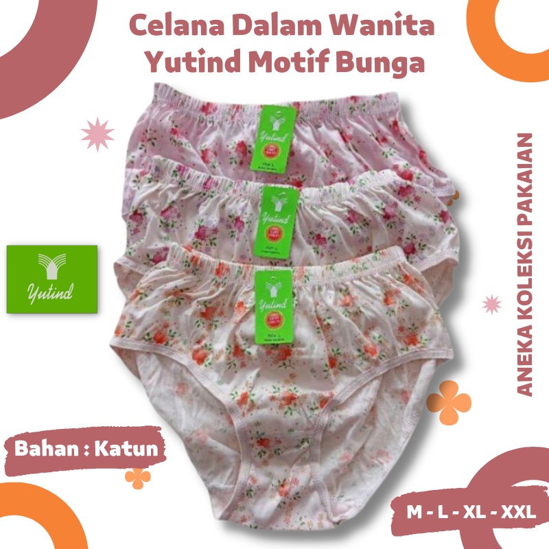 Yutind CD / Celana Dalam Sempak Wanita Perempuan Motif Bunga Bahan Adem Murah Yutind SY COD Aneka
