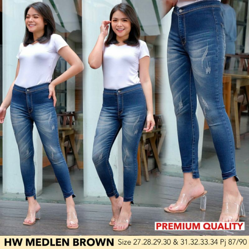 HIGHWAIST MEDLEN BROWN JEANS