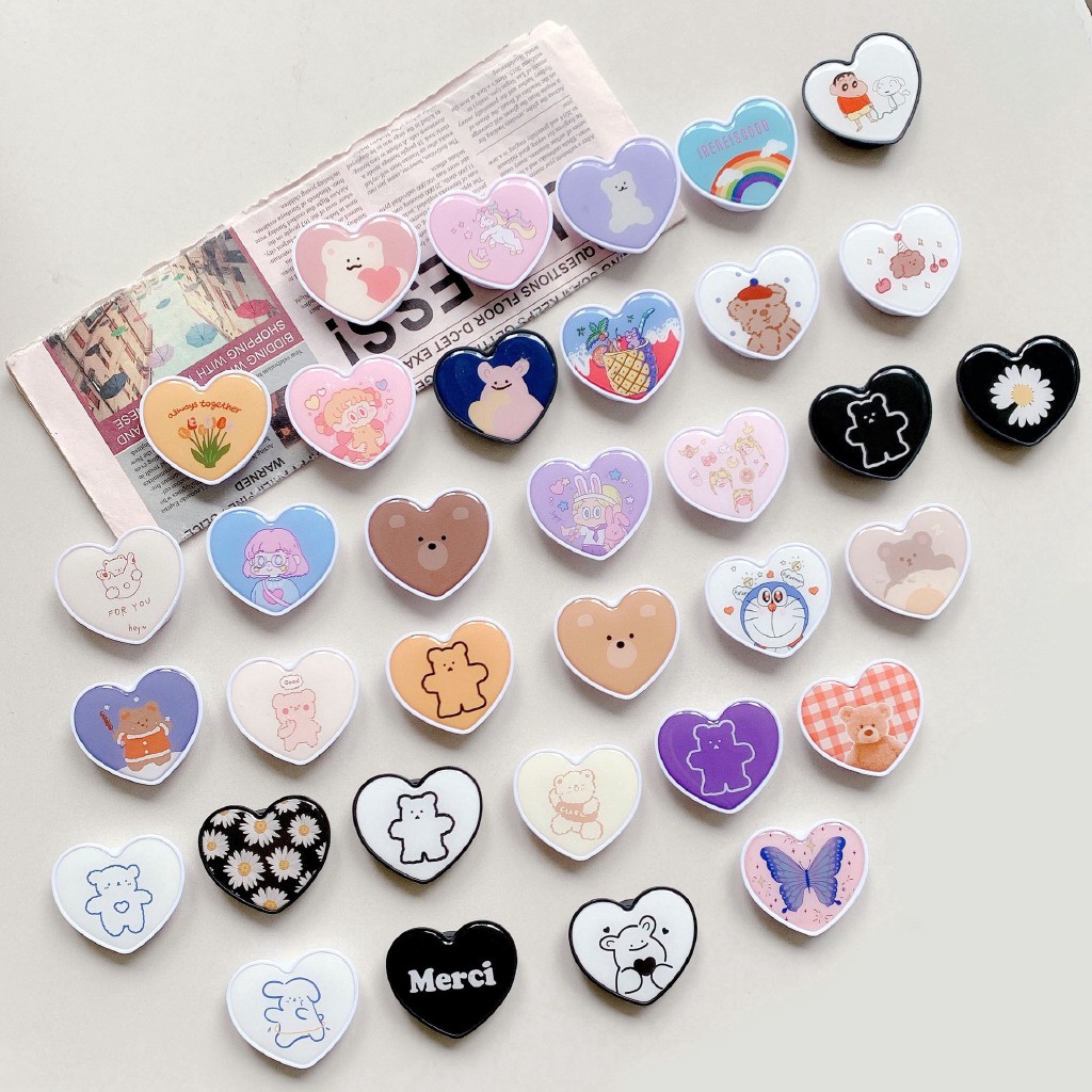 A Korean Popsocket Phone Holder Ring Griptok Bentuk Hati Dan Beruang