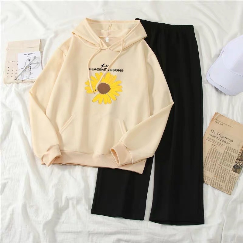 PEACE SET BAJU SATU SET WANITA ( SWEATER&HOODIE) FASHION KOREAN TRENDY