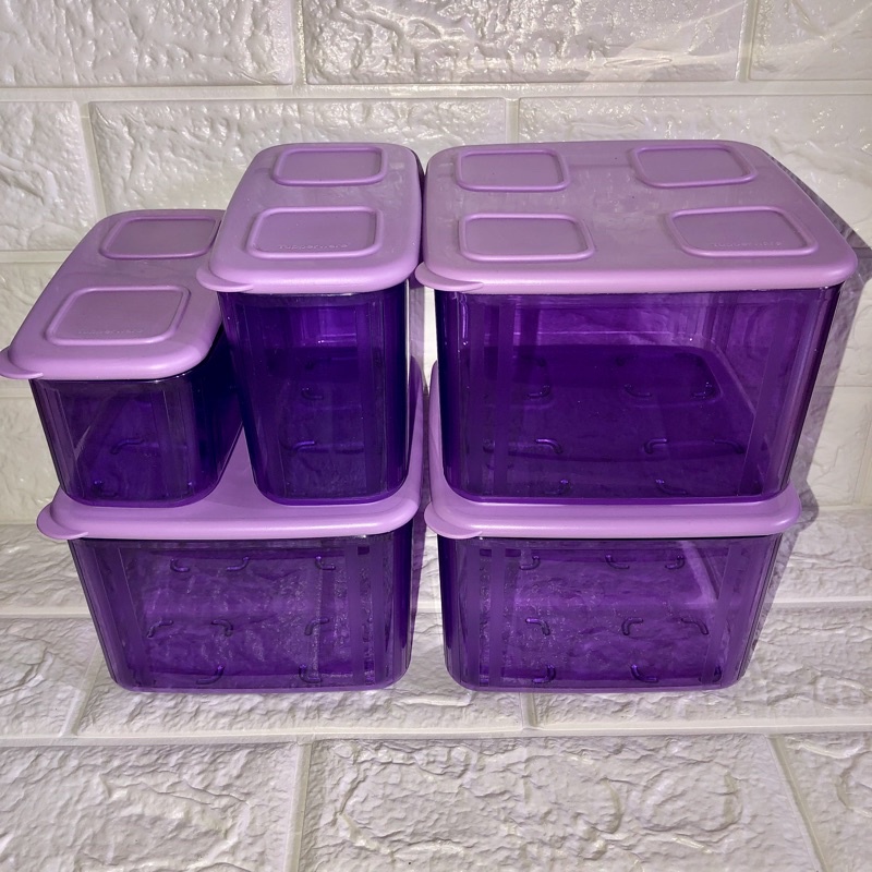Set Tupperware Clearmate ungu set - Toples Kotak kaca - Tempat kue - Storage - Kotak Penyimpanan - M