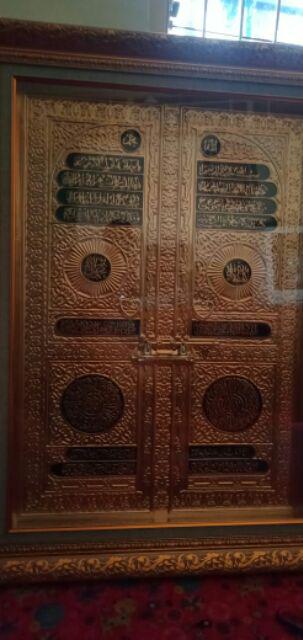 Hiasan Kaligrafi Pintu Kabah Kabah Mekah Kuningan Emas Uk 85 X 65  Cm