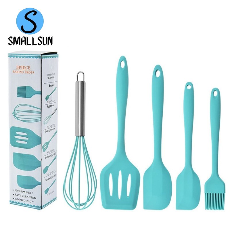 Spatula Set Alat Masak 5 In 1 Sutil Scrap Kocokan Silicone/Silikon