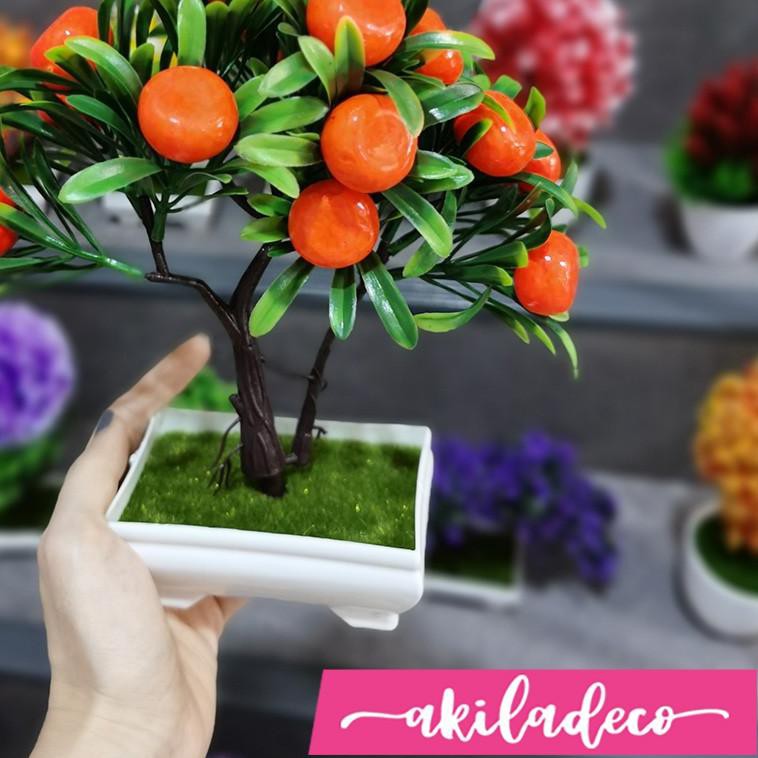 ☉ Artificial Flower Pot Bunga Plastik Pot Bunga Hiasan Pohon Buatan Dekorasi Rumah Motif Buah Buahan