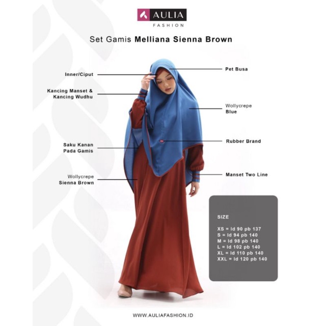 Set GAMIS AULIA Fashion MELLIANA SIENNA BROWN