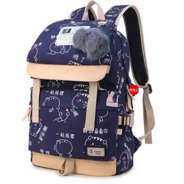 ( COD )Backpack Ransel JEPANG Motif Korea Kekinian Tas Punggung Kasual Women Berkapasitas Besar