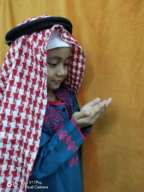 Sorban anak plus igal sorban arafat merah putih /sorban instan anak plus igal pengikat sorban