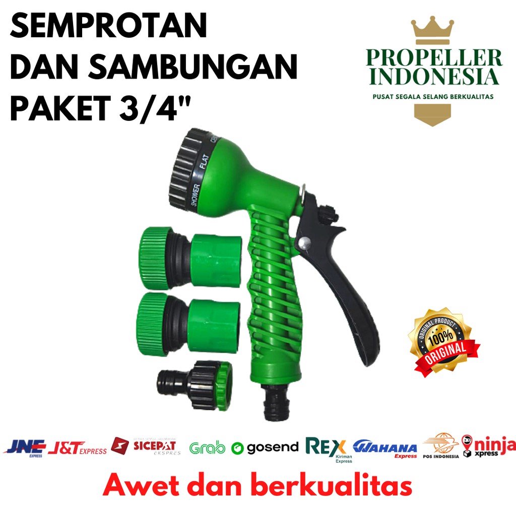 Paket Semprotan Air dan Sambungan Selang Variasi 7 Kepala 3/4&quot;