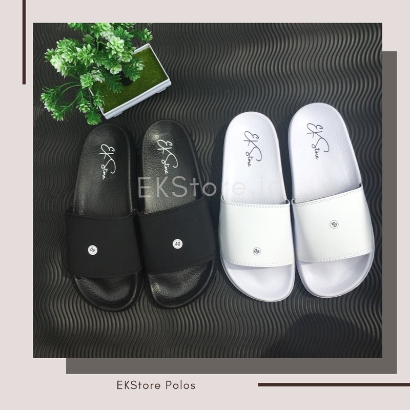 EKStore Sandal Slop Pria Slip On Slide - Original EKStore Plos Sendal Premium Free Paperbag