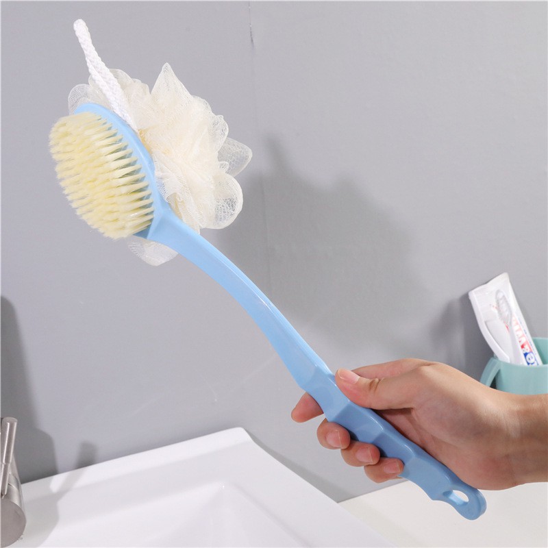 [CLASHOP]2 in 1 Body Bath Brush / Tongkat Sikat Badan Punggung Mandi Spons Puff Gagang Panjang +