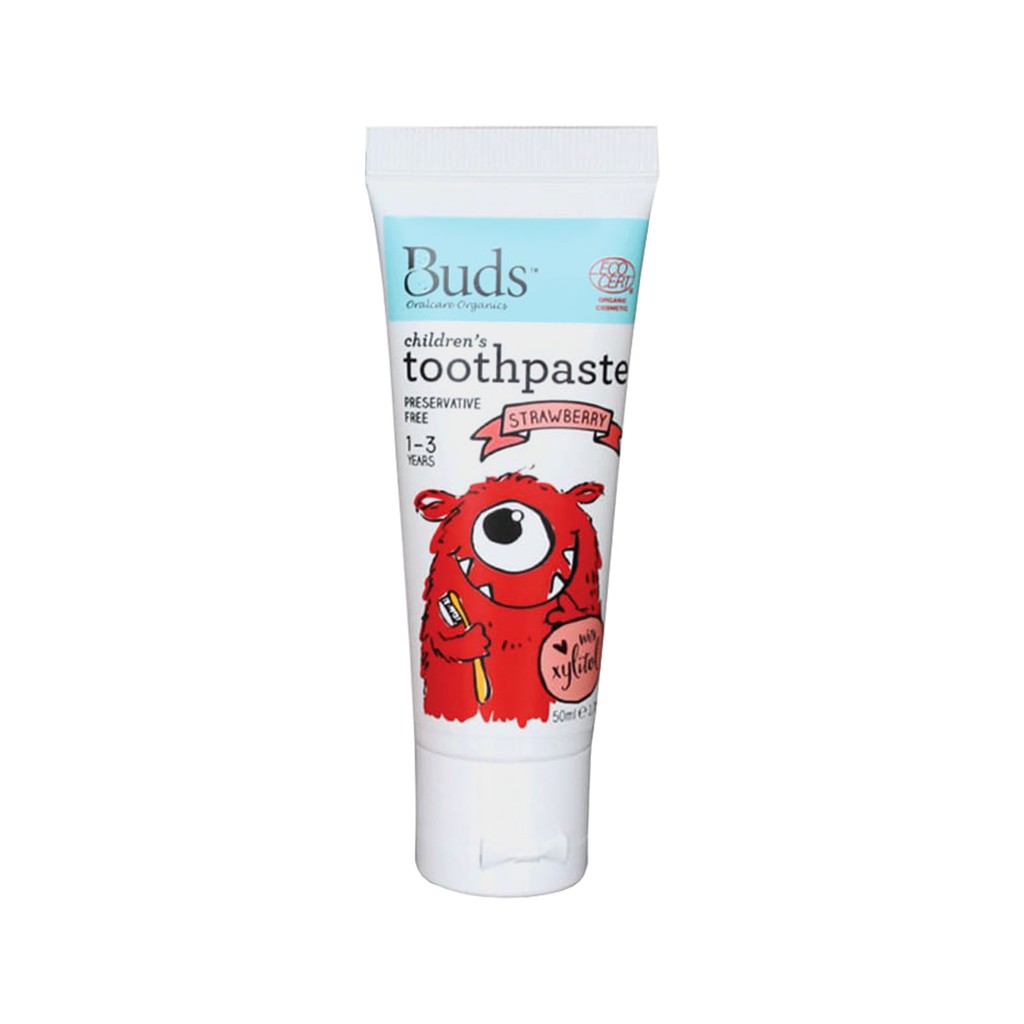 [PROMO] Buds Organics Children's Toothpaste With Xylitol Strawberry Pasta Gigi Anak 1-3 Tahun 50ml