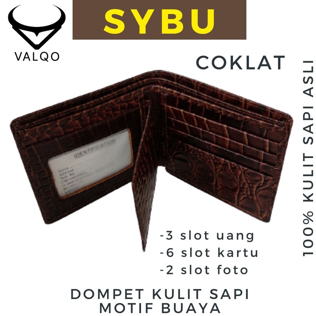 [VALQO] Dompet SYBU Kulit Sapi Motif Buaya Cowok Pria Laki Bisa COD