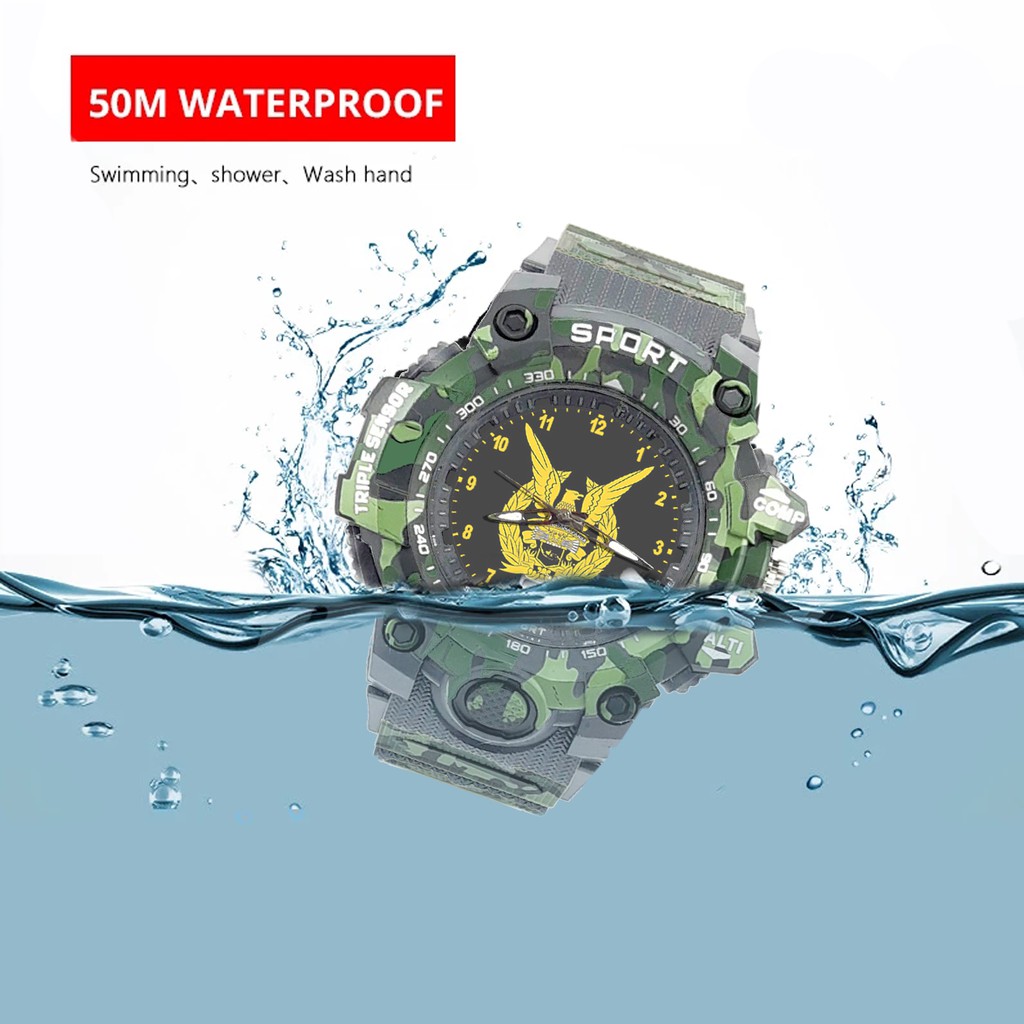 {Istimewa} Jam Tangan TNI-AU (Angkatan Udara) -Abu-Abu Army Water Resistant