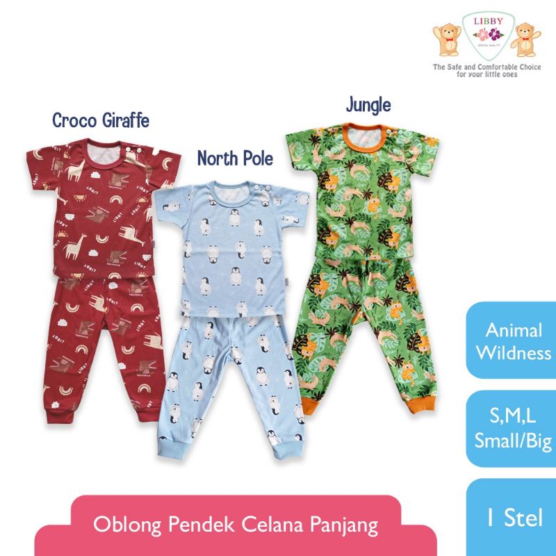 LIBBY Stelan Oblong Pendek - Celana Panjang Motif Animal Wildness (1 setel)
