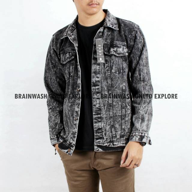Jaket Jeans Sandwash Levis Ukuran L XL-Black Sandwash