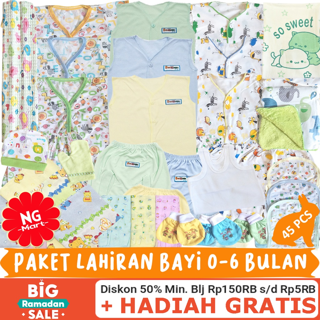 45PCS PAKET LAHIRAN PERLENGKAPAN BAYI BARU LAHIR LENGKAP NEWBORN SNI KADO HAMPERS-3