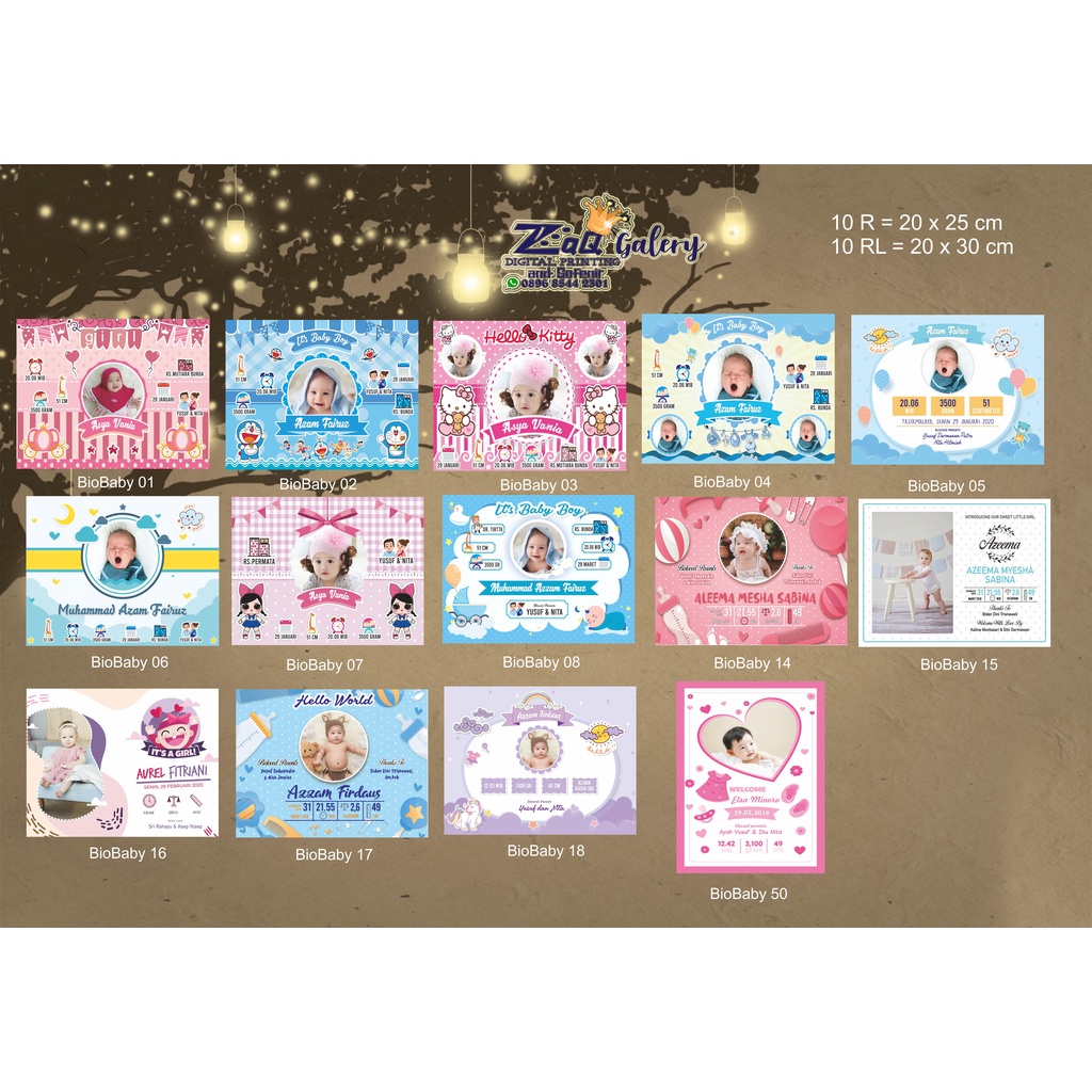 Biodata Bayi Lucu Cetak + Bingkai bisa custom 10R-6