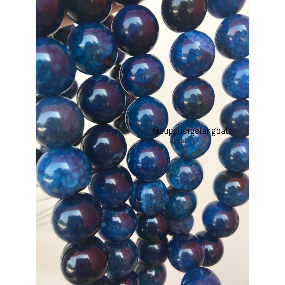 batu agate biru serat blue onyx 14mm akik alam natural supplier craft aksesoris supplier kerajinan