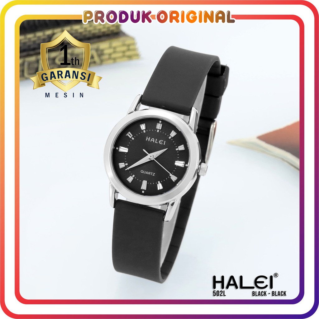 COD JAM TANGAN WANITA HALEI ORIGINAL 502 BAHAN KARET WATER RESISTANT STAINLES STEEL