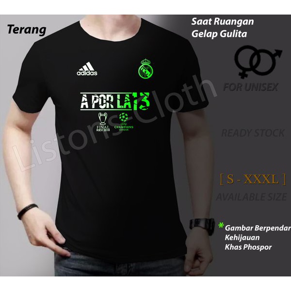 DI JUAL KAOS APORLA 13 HITAM GID GLOW IN DARK BAJU BOLA REAL MADRID