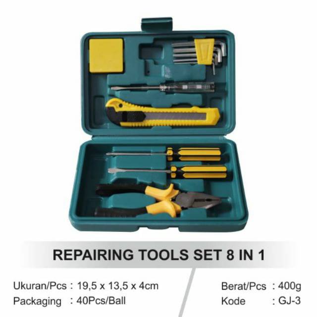 ALAT PERKAKAS RUMAHAN TOOLS SET 8 IN 1/ALAT TUKANG ISI 8 / ALAT PERKAKAS ISI 8/ TOOLS SET 8 IN 1