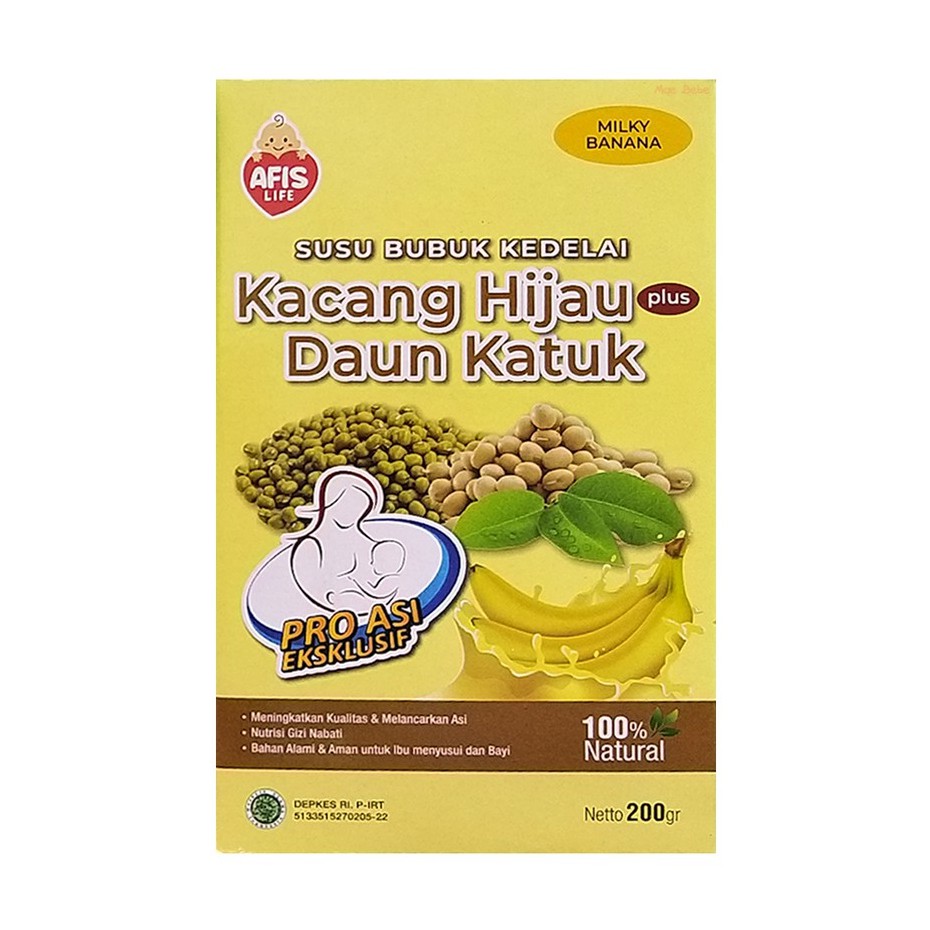 Afis Life Susu Kedelai Kacang Hijau Plus Daun Katuk Milky Banana Asi Booster 200g