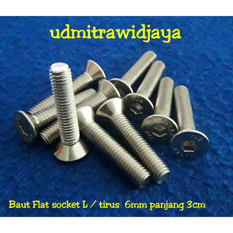 Baut speaker M6 stainless baut mur cakar 6mm baut box speaker baut tirus verseng ss flat socket L
