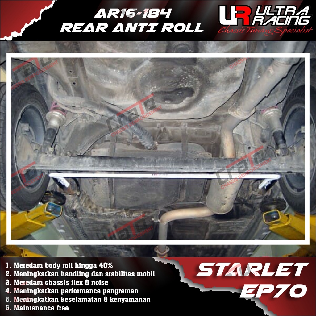 Aksesoris Stabiliser ULTRA RACING Safety Bar - Swaybar - Rear Anti Roll 16mm - Toyota Starlet EP70 K