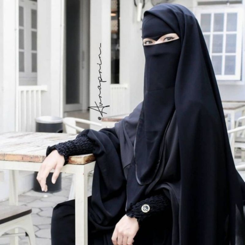NIQAB CADAR MATA ELANG EYE CAT YAMAN EAGLE NIQOB SIFFON SILKY JETBLACK | BISA COD