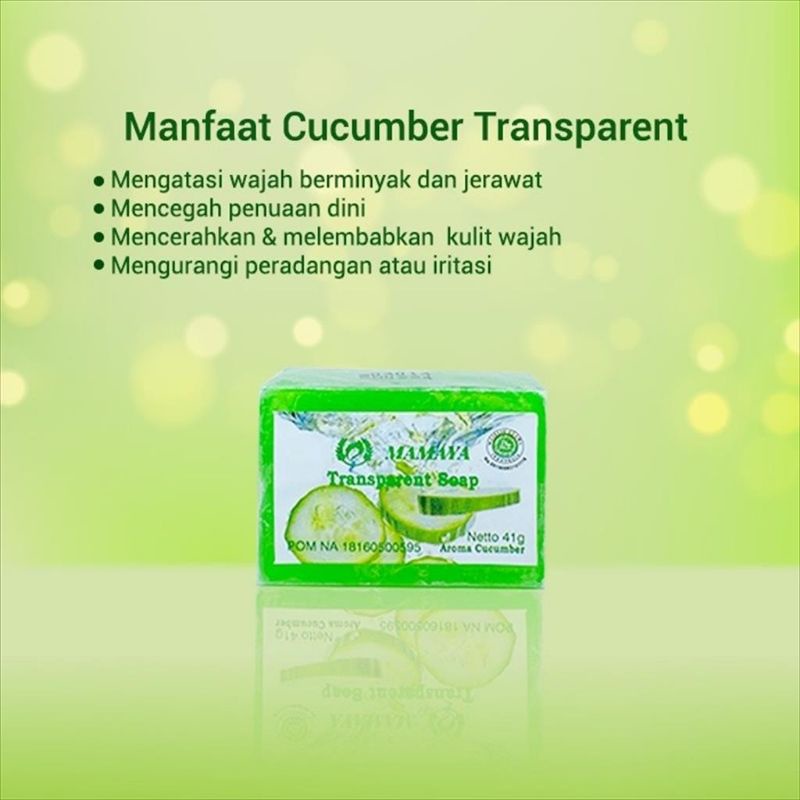 MAMAYA Sabun Batang Transparan 41 gr Mentimun Dan Jeruk BPOM (Cucumber &amp; Orange)