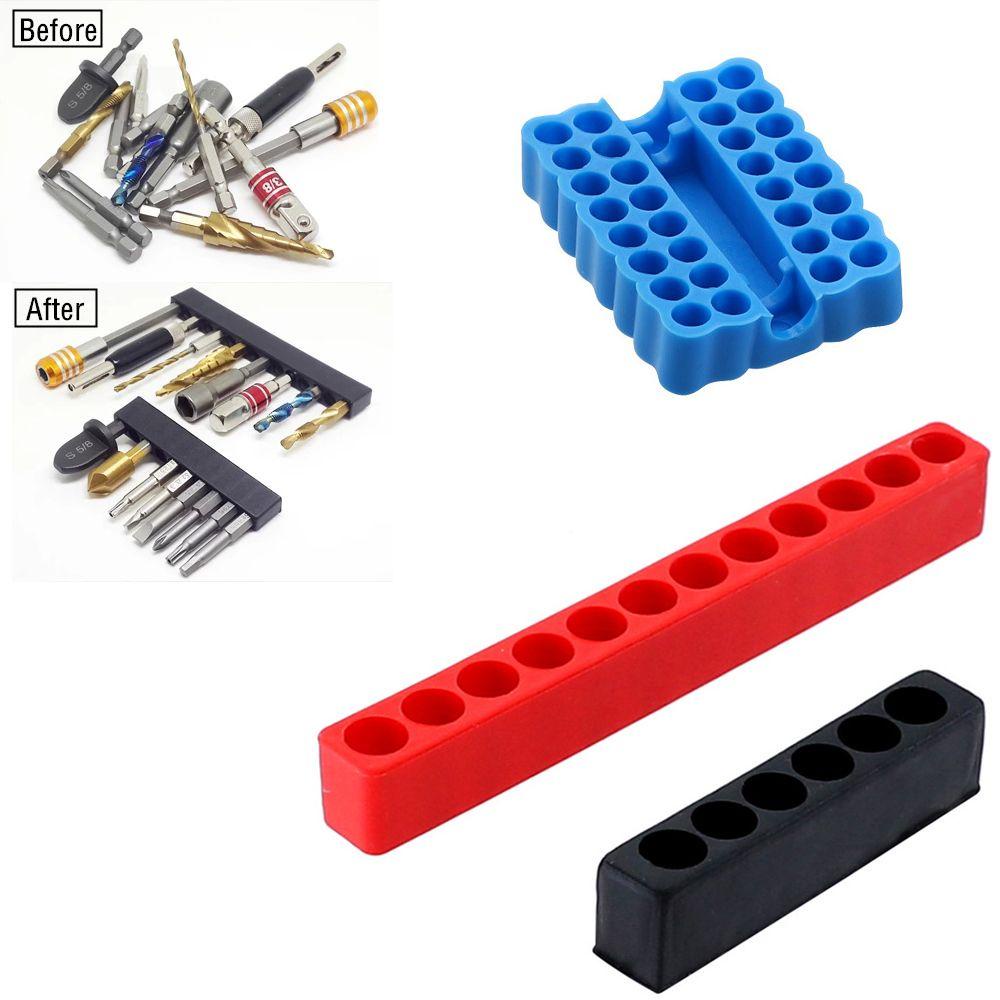 Solighter Screwdriver Bit Holder 6per12/32lubang Power Accessories Rack Kit Penyimpanan Kepala Obeng