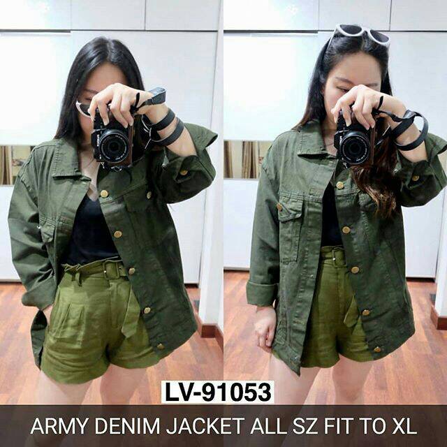 JAKET JEANS WANITA ARMY DENIM JACKET