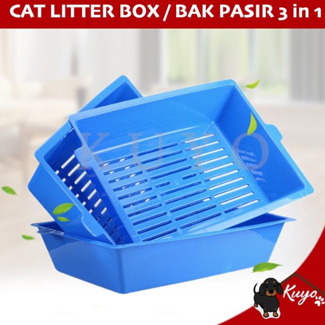 Bak Pasir Kucing 3 in 1 / Cat Litter Box Self Sifting Tray Swift Away