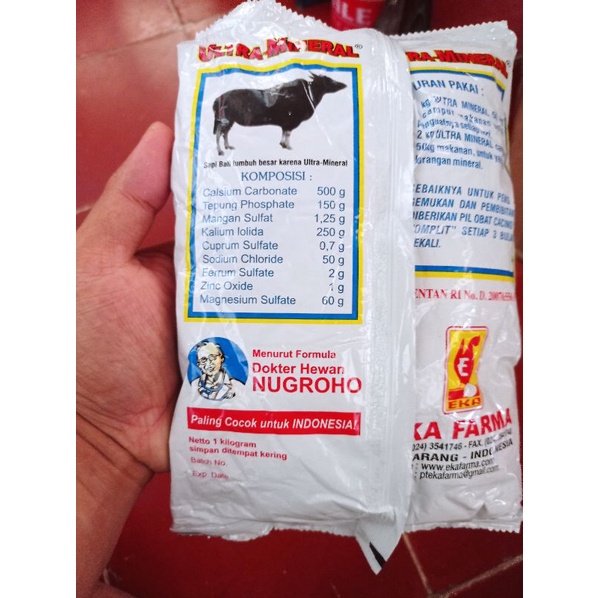 Ultra Mineral Eka Farma Penggemuk Pelancar susu indukan Sapi Kambing Domba ternak 1KG