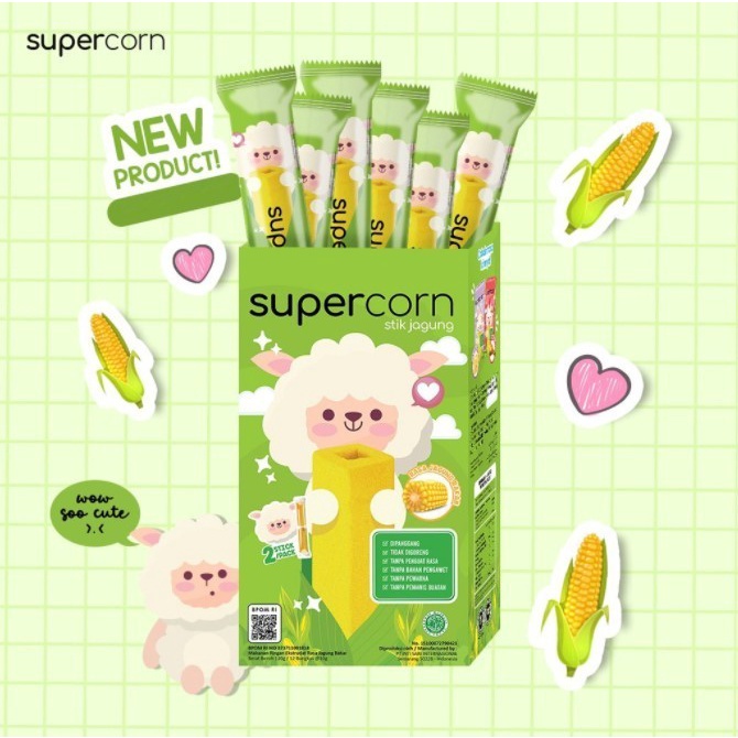 Supercorn Stik Jagung Non MSG Rasa Jagung Bakar 120g ( 1box )