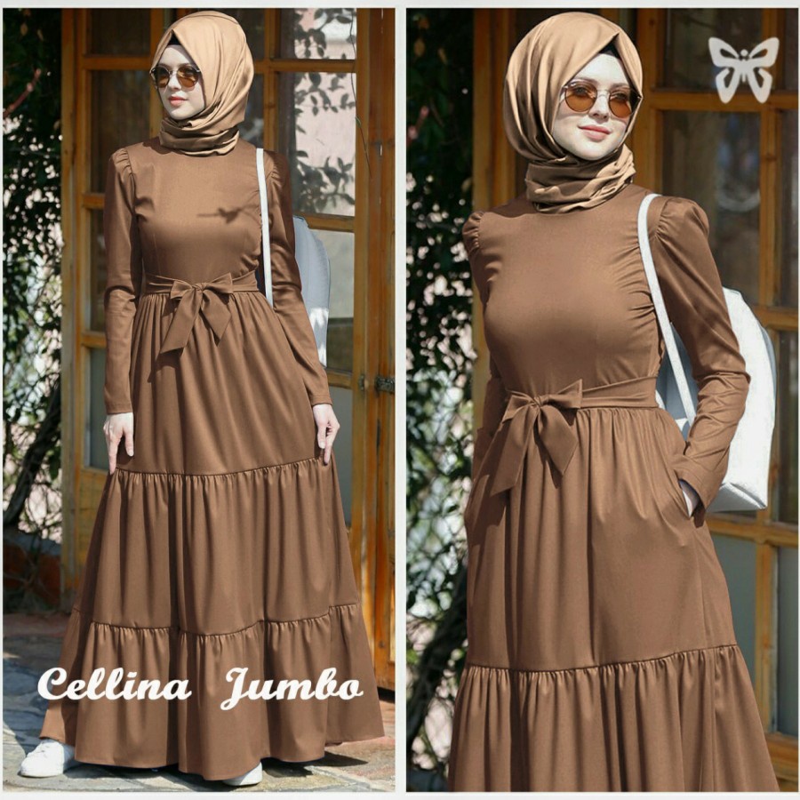 Baju Gamis Wanita Terbaru 2021 Susun Cellina Bahan Moscrepe Gamis Big Size Jumbo Ld 120 Kekinian Ter