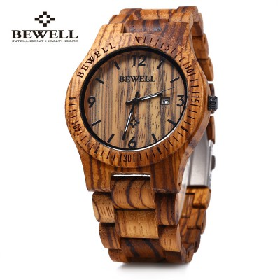 Import Terbaru Jam Tangan Pria Bewell ZS - W086B Wood Quartz Men Watch Analog Date Display