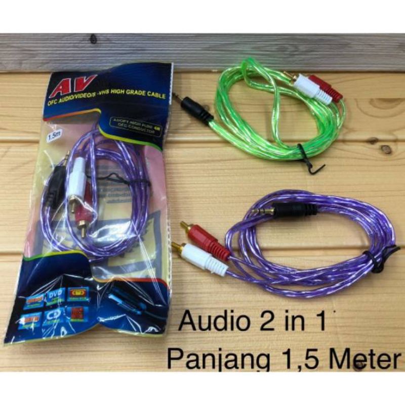 KABEL AUDIO 2IN PANJANG 1METER JACK SPEAKER AUX(dr HP ke speaker