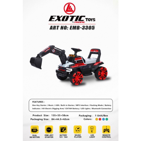 Mainan mobil aki anak exotic EMB 3305 / EMB3305 Model excavator