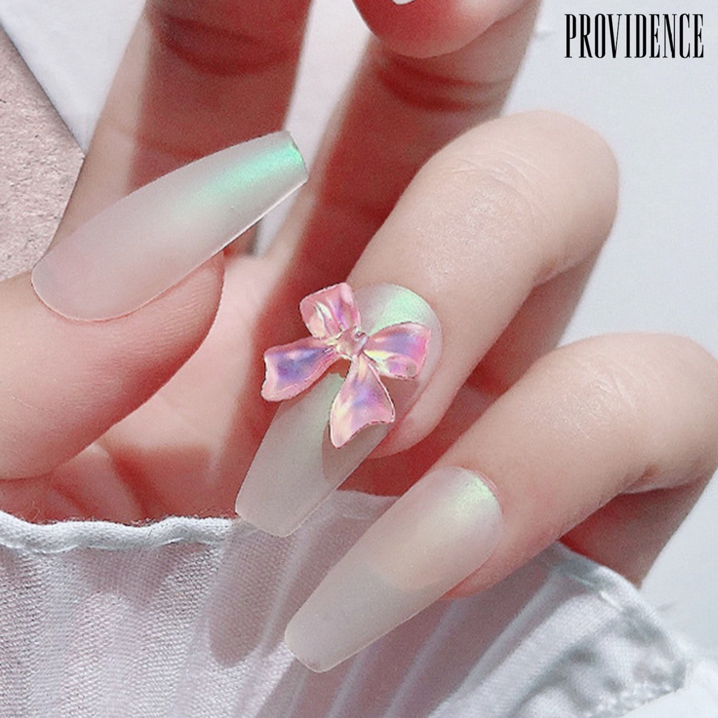 Providence 10Pcs/Set Aurora Effect Nail Bowknot Ornament Ice Penetration Ribbon 3D Bowknot Manicure Glitter Decoration for Female