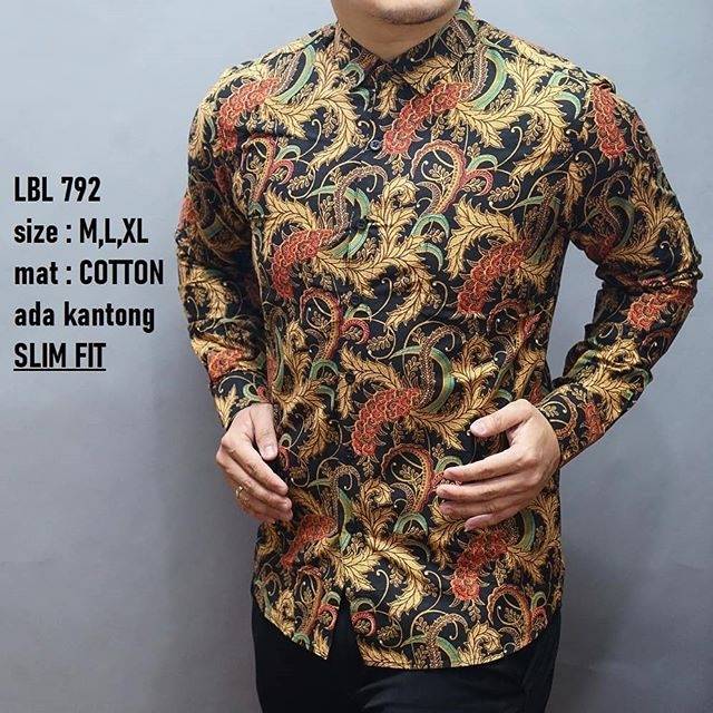 LBL 792 HEM KEMEJA BATIK PRIA SLIM FIT LENGAN PANJANG LUIGI BATANI