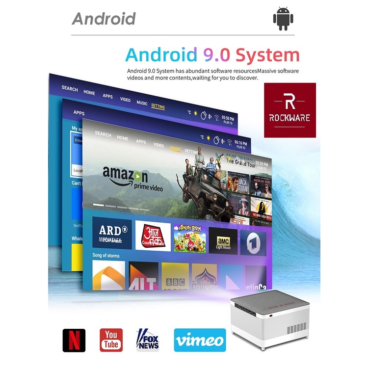 ROCKWARE RW-T55A Proyektor ANDROID 1080p 400 ANSI
