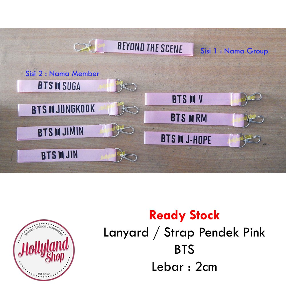 

Lanyard Strap Gantungan Tali Pendek Pink BTS Bangtan Boys T X T Member unofficial