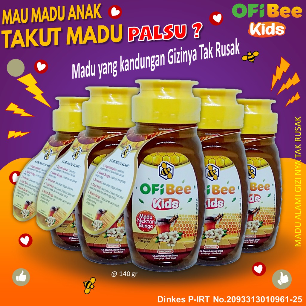 BELI 2 DAPAT 3 | Madu Batuk dan Madu Kecerdasan | Madu Murni Anak OFi Bee Kids | Madu Nektar Bunga