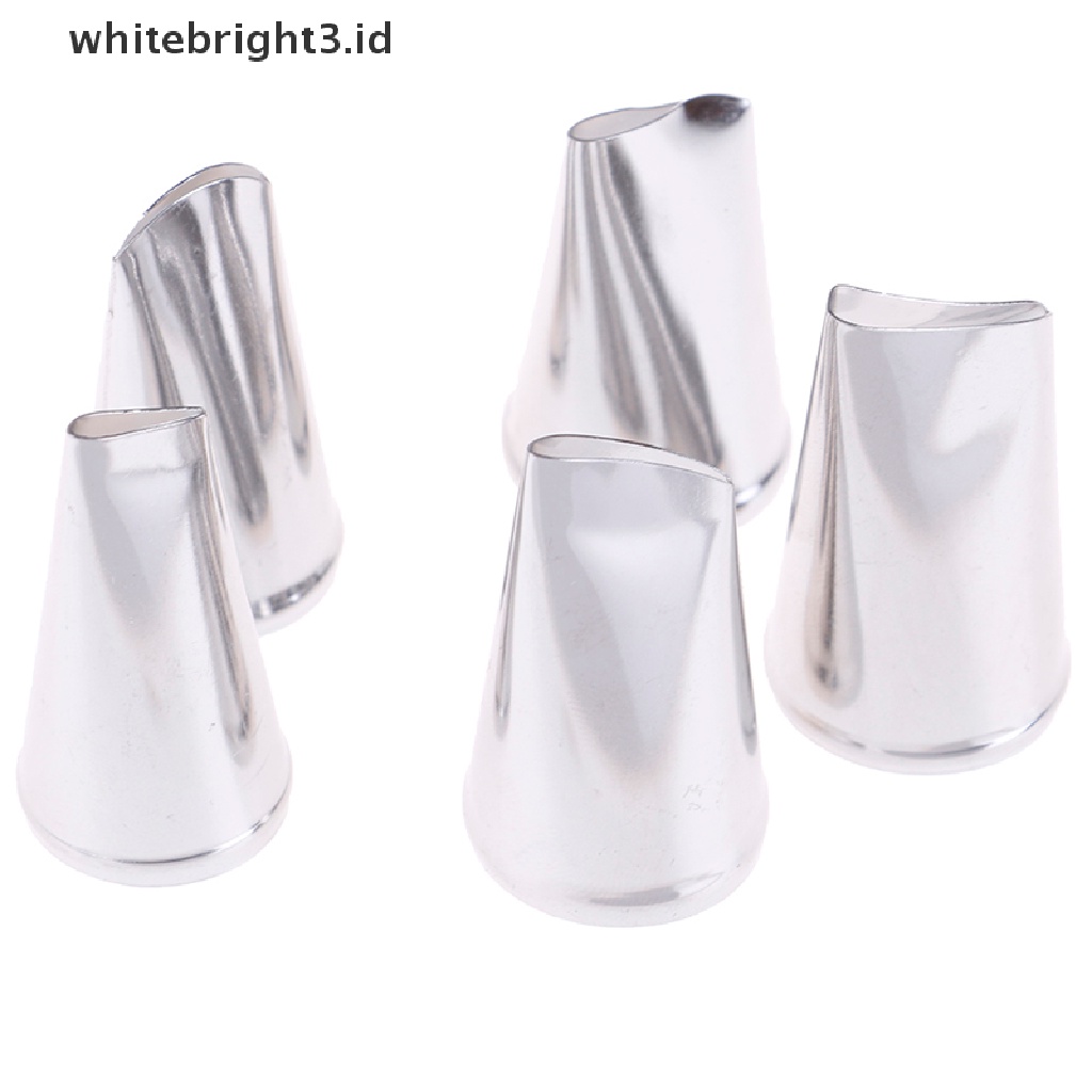 (whitebright3.id) 5pcs Spuit Piping Bahan Metal Bentuk Bunga Mawar Untuk Dekorasi Kue