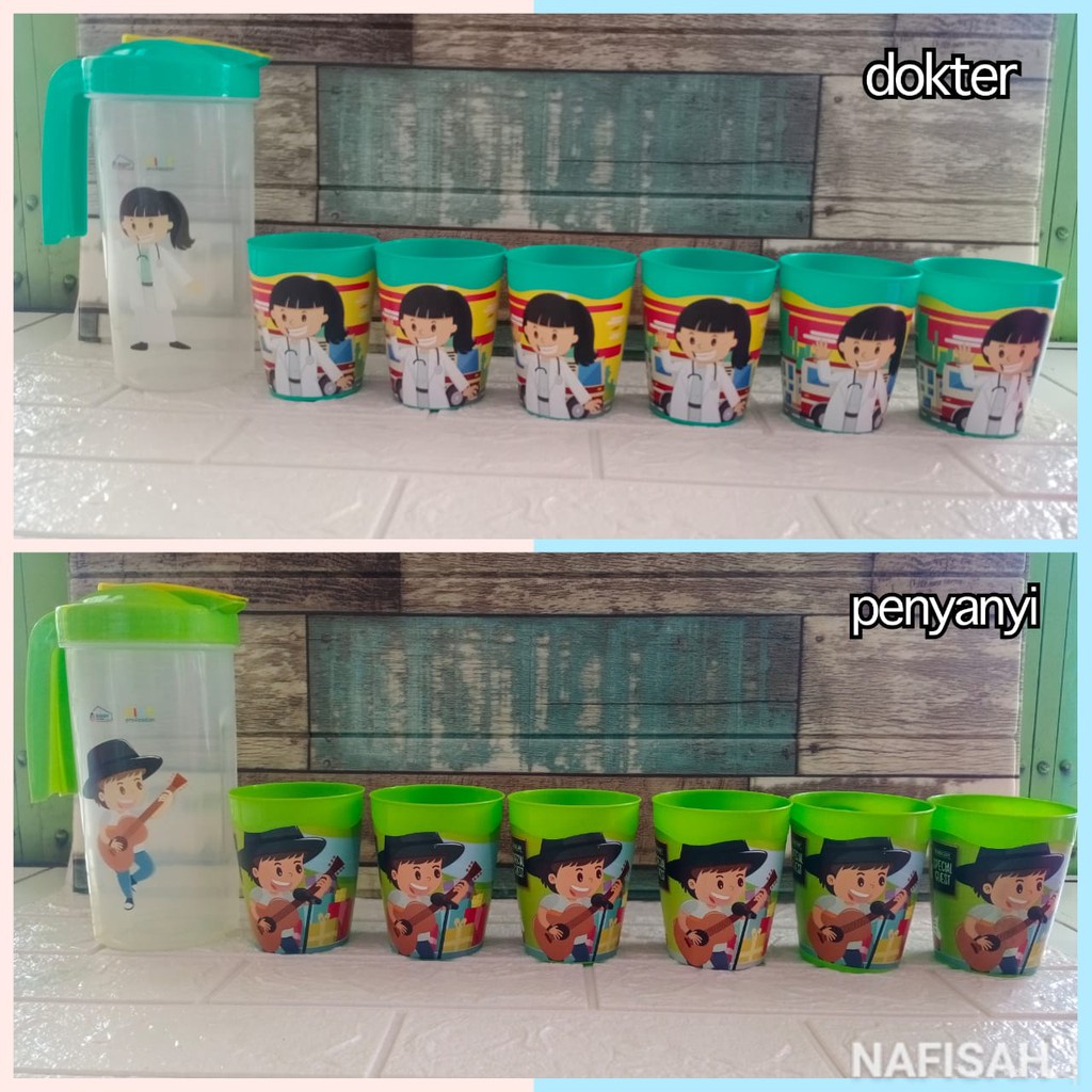 Teko beranak profesi karakter+gelas teko unik murah bagus
