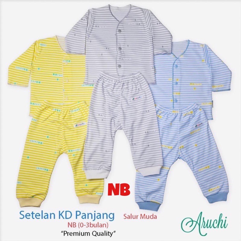 Aruchi Setelan POLOS / SALUR Pendek / Panjang Newborn / NB (1stel)